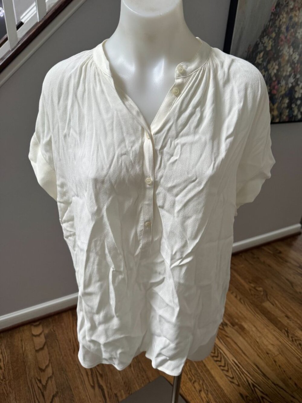 Point Sur J Crew Drapey popover shirt blouse top white size XS